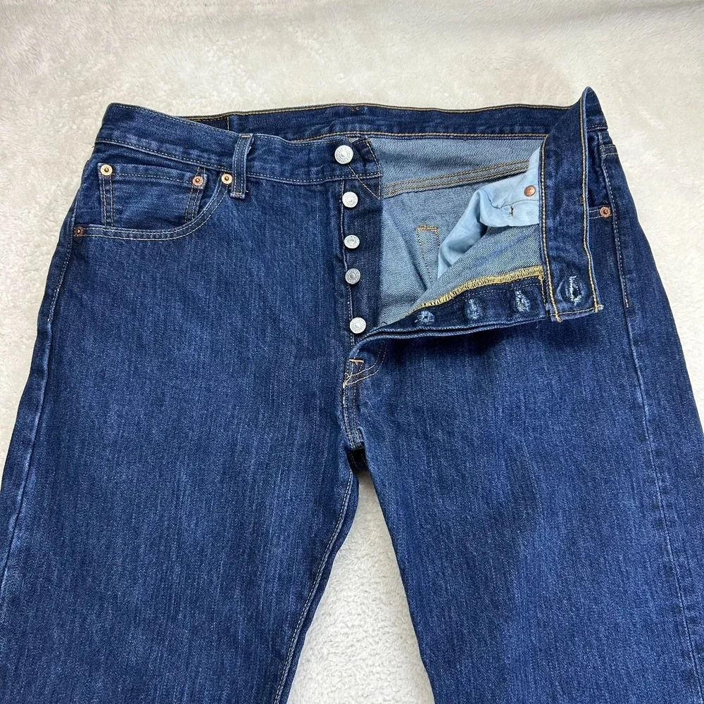 Levis 501 Jeans Mens 36x32 Dark Wash Button Fly Denim Pockets